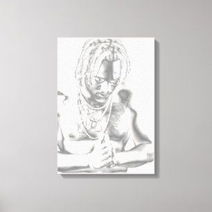 Jeune Homme En Toile De Prière Blanc Noir Imprimer