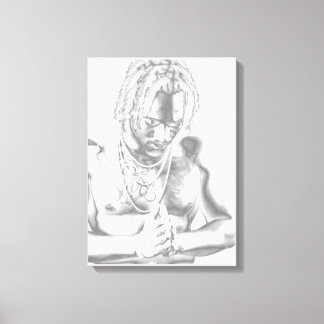 Jeune Homme En Toile De Prière Blanc Noir Imprimer