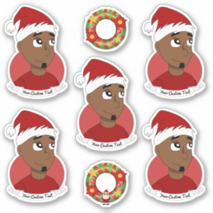 Jeune homme noir Caricature de Noël Sticker