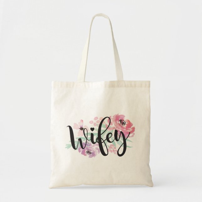Jeune mariée florale de sac fourre-tout à Wifey à (Devant)