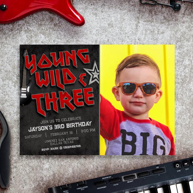 Jeune Sauvage et Trois avec Invitation Rock Photo (Young Wild and Three Rock with Photo Picture Landscape Invitation)