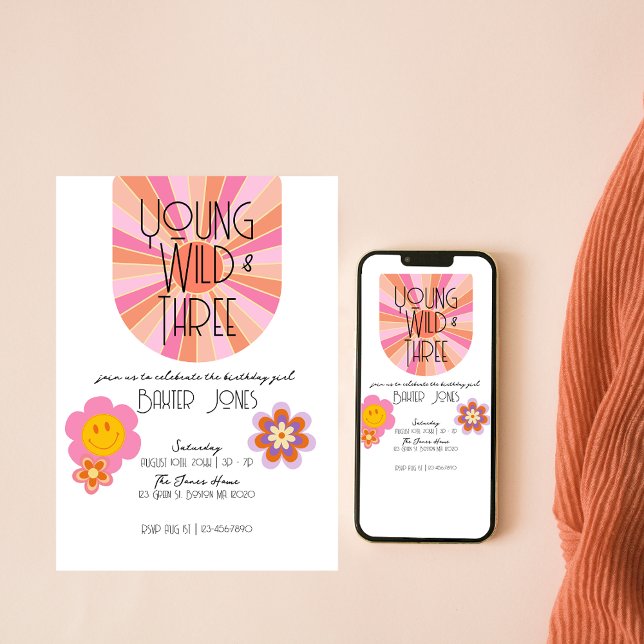 Jeune, sauvage et trois | Invitation du 3e anniver (Créateur téléchargé)