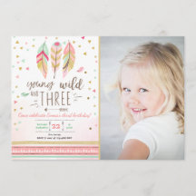 Jeune sauvage et trois invitation fille rose or 3è