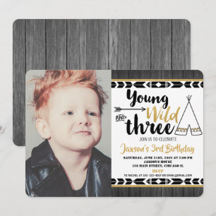 Jeune sauvage trois ans photo invitation garçon