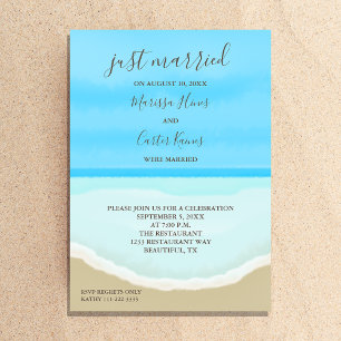 Jeunes Mariés Invitation aquarelle plage océan