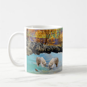 Jeunes Ours Polaires Pêche, Café Mug