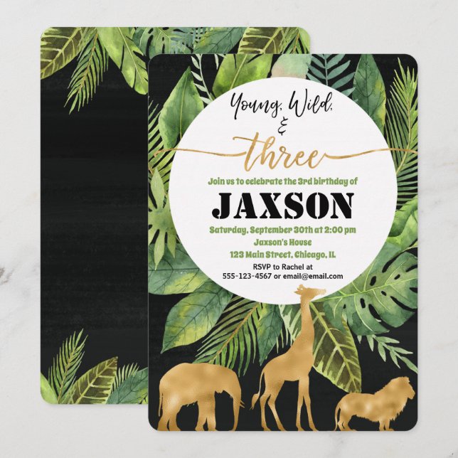 Jeunes sauvages et trois garçons invitation à l'or (Devant / Derrière)