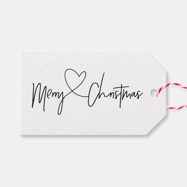 Jeux de étiquettes cadeaux de Noël noir et blanc (Devant (Horizontal))