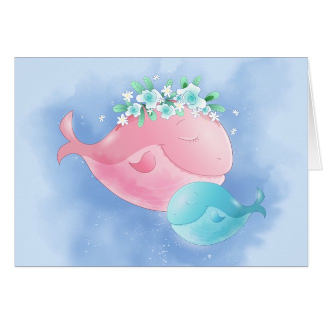 Jeux de la fête des mères de baleines d'aquarelle (Devant horizontal)