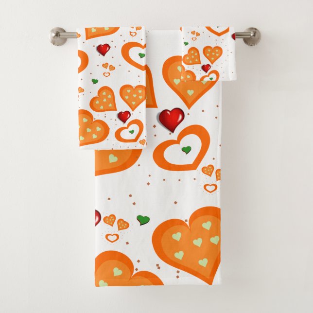 Jeux de serviettes de toilette Orange Heart (En situation)
