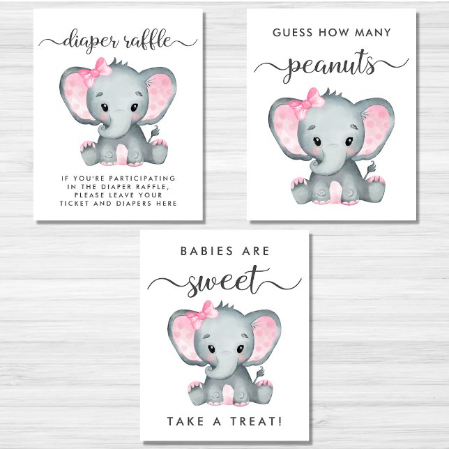 Jeux d'éléphant Favorisent Baby Girl Shower Poster (Créateur téléchargé)