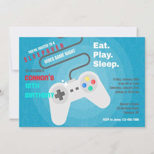 Jeux vidéo Invitations de fête d'anniversaire (Devant)