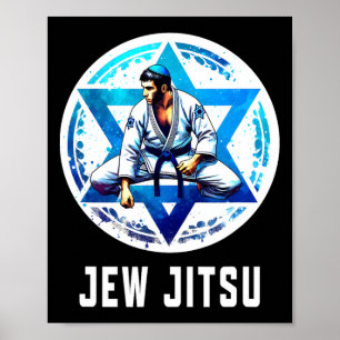 Jew Jitsu Karate Funny Hanukkah Brazilian Jiu Jits Poster