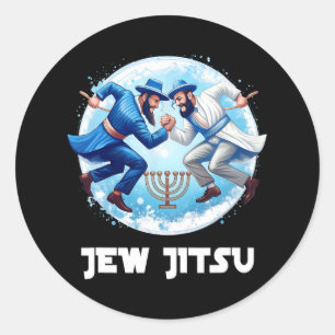 Jew Jitsu Karate Funny Hanukkah Jiu Jitsu Martial Runder Aufkleber