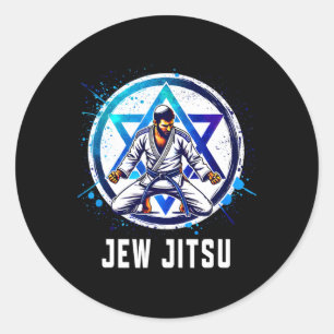 Jew Jitsu Karate Funny Hanukkah Jiu Jitsu Martial Runder Aufkleber