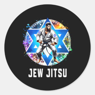 Jew Jitsu Karate Funny Hanukkah Martial Arts Chanu Runder Aufkleber