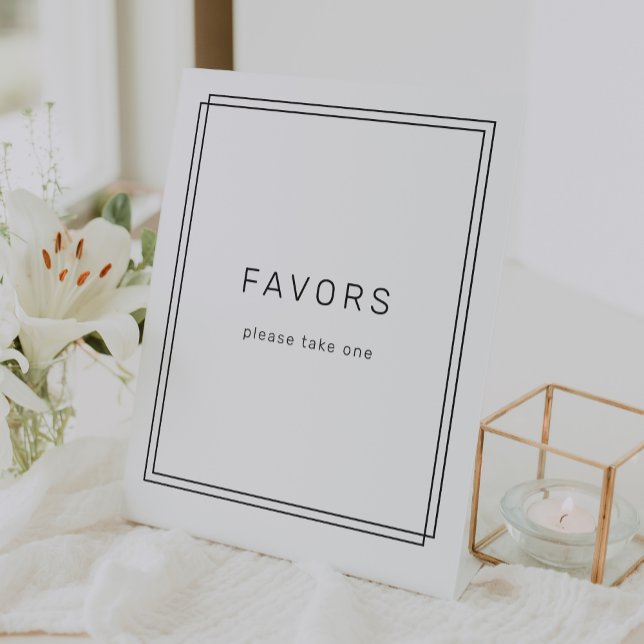 JEWEILS Moderne Minimalistische Gastgeschenk Hochz Sockelschild (AVERY Modern Minimalist Wedding Favor Pedestal Sign)