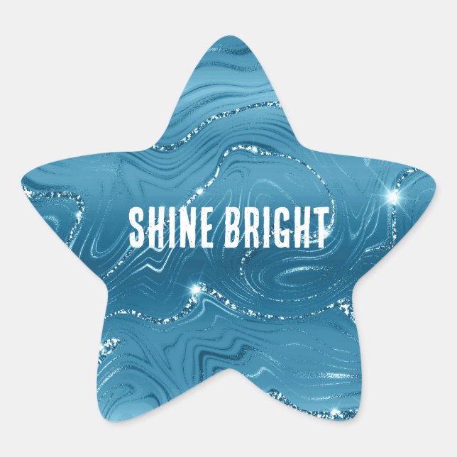 Jewel Aqua Blue Glittery Glitz Stern-Aufkleber (Vorderseite)