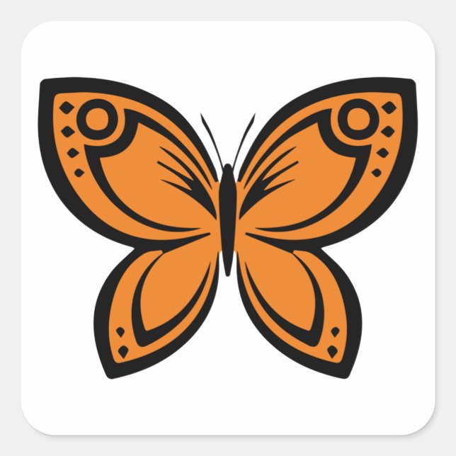 Jewel Butterflies - Orange Quadratischer Aufkleber (Vorderseite)
