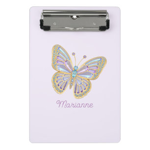 Jewel Butterfly Lila Blue Mini Klemmbrett
