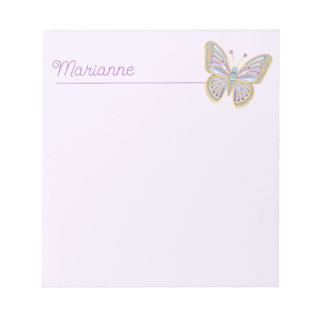 Jewel Butterfly Lila Blue Notizblock (Vorderseite)