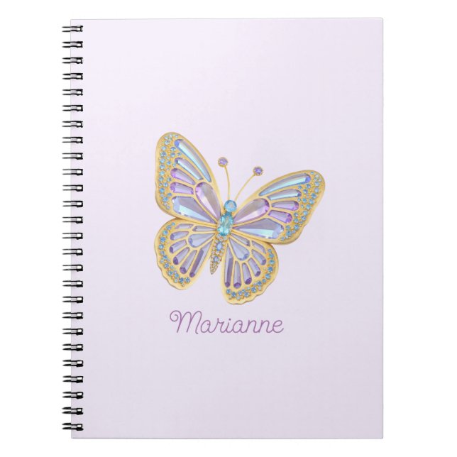 Jewel Butterfly Lila Blue Notizblock (Vorderseite)
