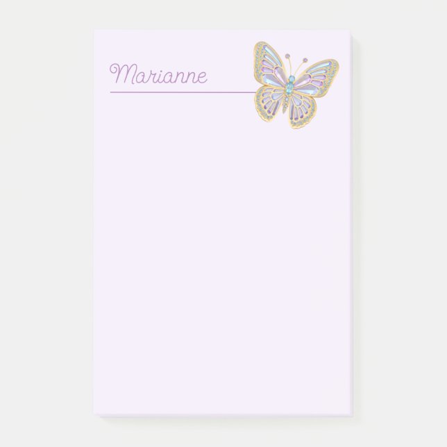 Jewel Butterfly Lila Blue Post-it Klebezettel (Vorderseite)