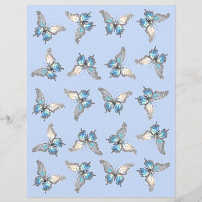 Jewel Butterfly Opal und Silver Scrapbook Paper (Vorderseite)
