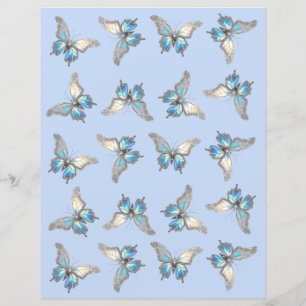 Jewel Butterfly Opal und Silver Scrapbook Paper