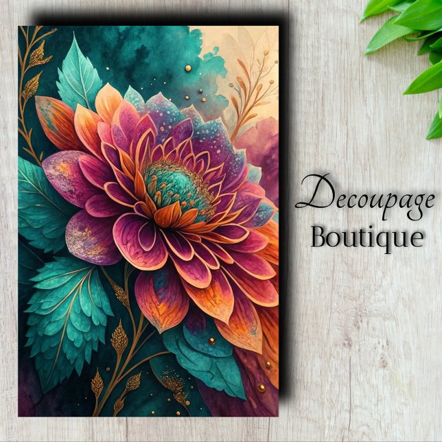 Jewel Dahlia Decoupage Seidenpapier (Jewel Dahlia Decoupage Tissue Paper)