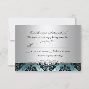 Jewel Damask Turquoise & Argent RSVP