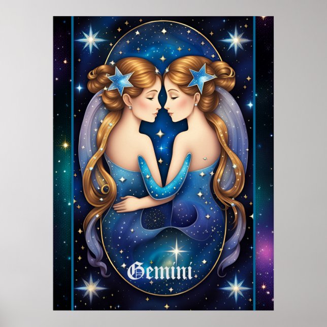 Jewel Galaxy Zodiac Gemini Poster (Vorne)