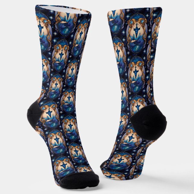 Jewel Galaxy Zodiac Gemini Socken (Gewinkelt)