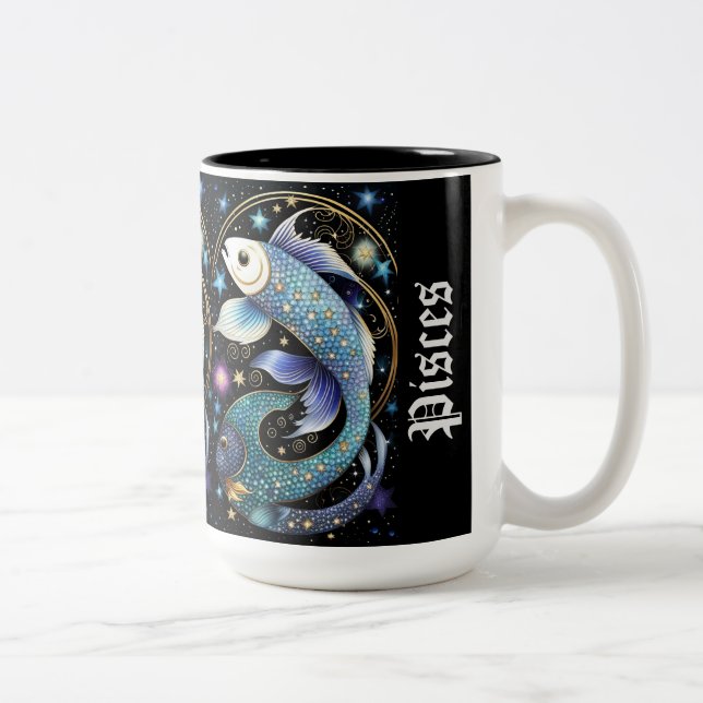 Jewel Galaxy Zodiac Pisces Zweifarbige Tasse (Rechts)