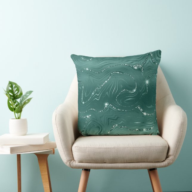 Jewel Green Emerald Glittery Glitzy Kissen (Stuhl )