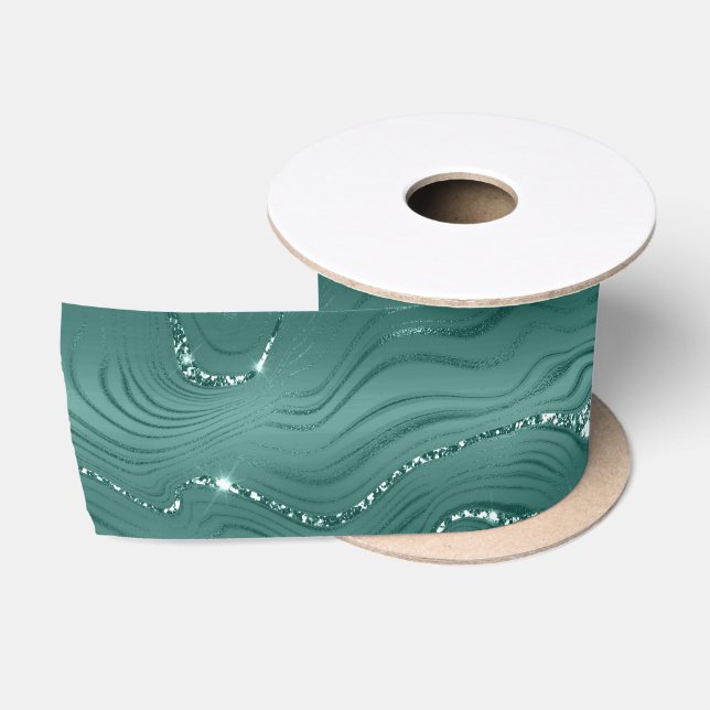 Jewel Green Emerald Glittery Glitzy Satinband (Spule)