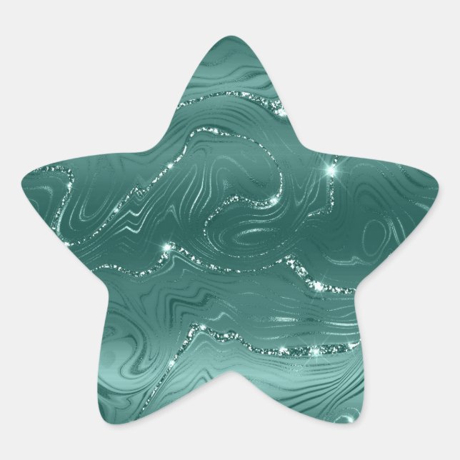 Jewel Green Emerald Glittery Glitzy Stern-Aufkleber (Vorderseite)