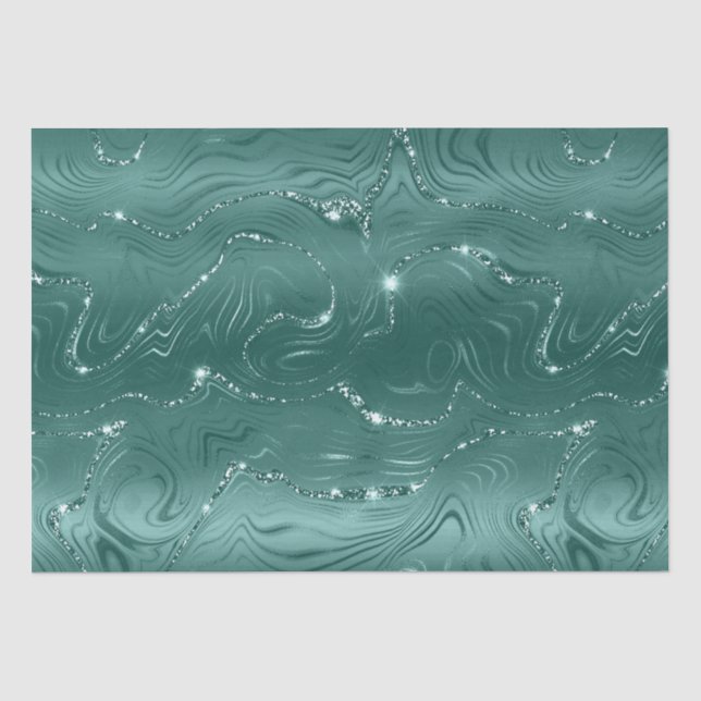Jewel Green Glittery Glitz Stripes Seidenpapier (Vorderseite)