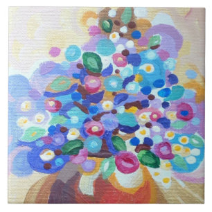 Jewel helle Blume mit handgemaltetem Aussehen Fliese