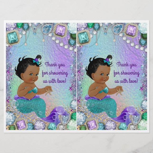 Jewel Mermaid Baby Shower DIY Geschenktücher Dekor Flyer (Vorne)