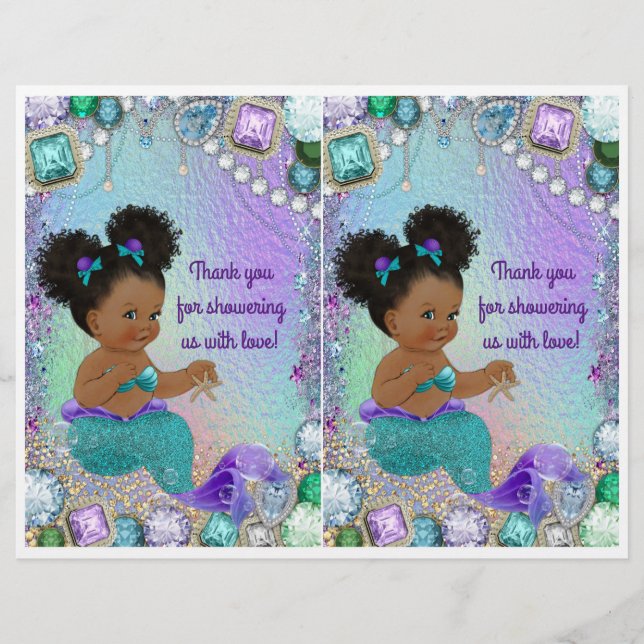 Jewel Mermaid Baby Shower DIY Geschenktücher Dekor Flyer (Vorne)