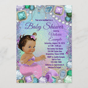 Jewel Mermaid Ethnic Pink Mermaid Baby Dusche Einladung