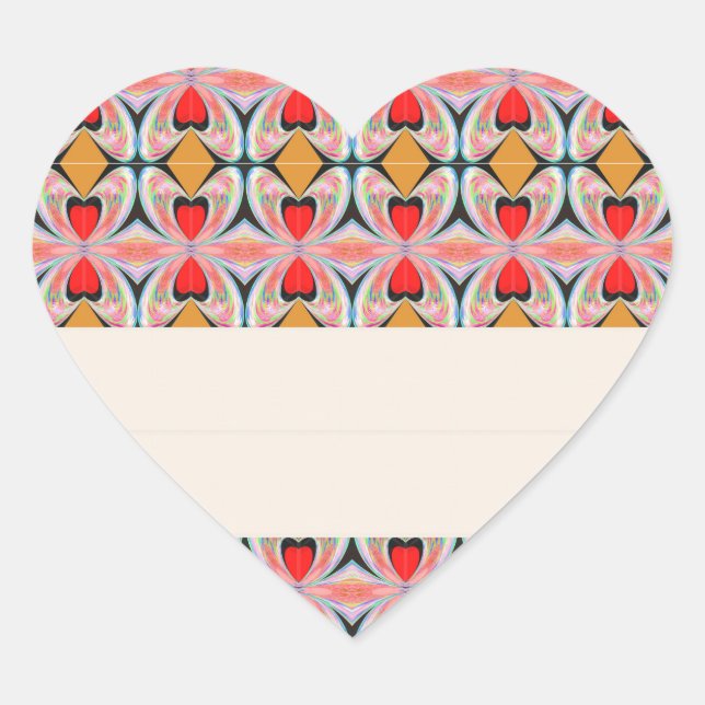 Jewel n Diamond Muster mit EDITABLE Text Herz-Aufkleber (Vorderseite)