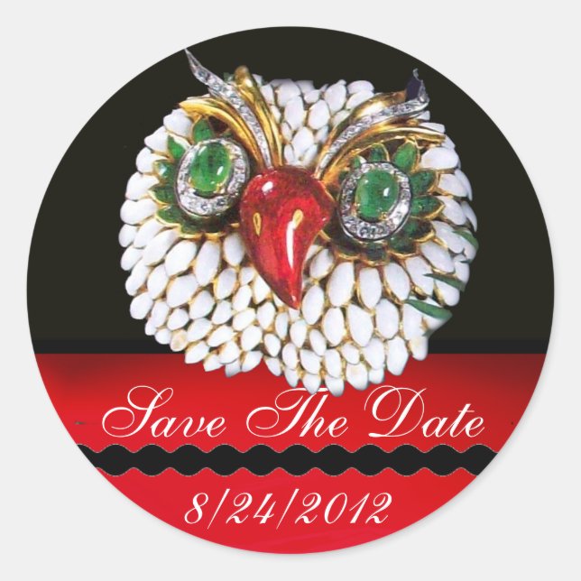 JEWEL OWL Gold, Green Emerald, opale Runder Aufkleber (Vorderseite)