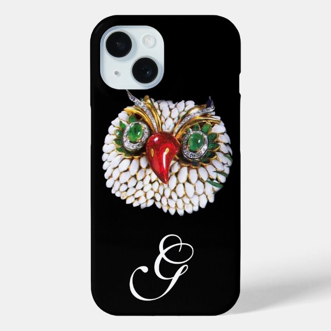 JEWEL OWL MONOGRAM, Gold, grüner Smaragd, opale title_seo2 (Rückseite)