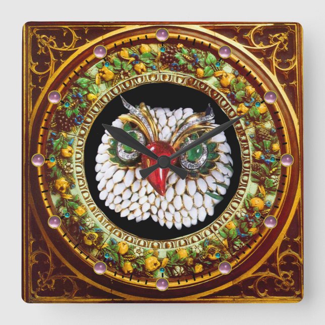 JEWEL OWL QUADRATISCHE WANDUHR (Vorderseite)