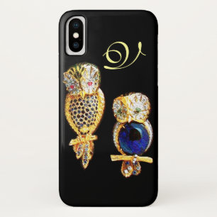 JEWEL OWLS, Gold, Blue Saphir, Black Case-Mate iPhone Hülle