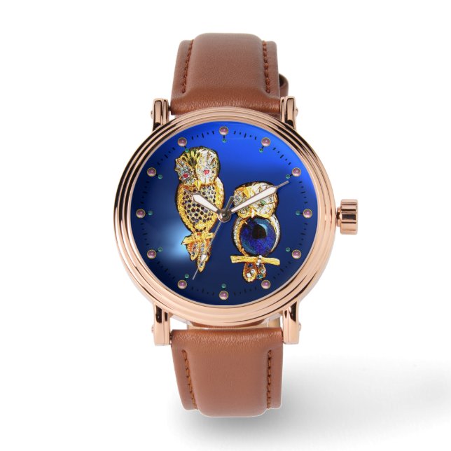 JEWEL OWLS IN BLAU ARMBANDUHR (Vorderseite)