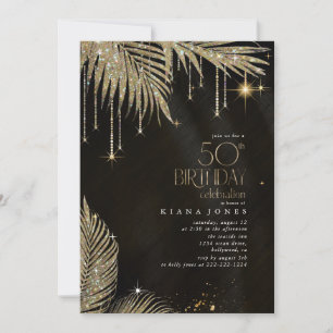 Jewel Palm Leaf 50. Geburtstag Gold ID1170 Einladung