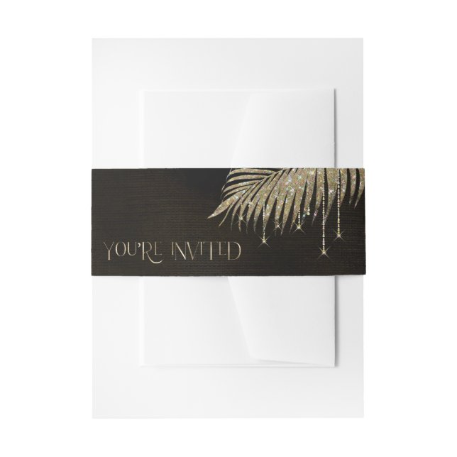 Jewel Palm Leaf Sie sind eingeladen Gold ID830 Einladungsbanderole (Vorderseite Beispiel)